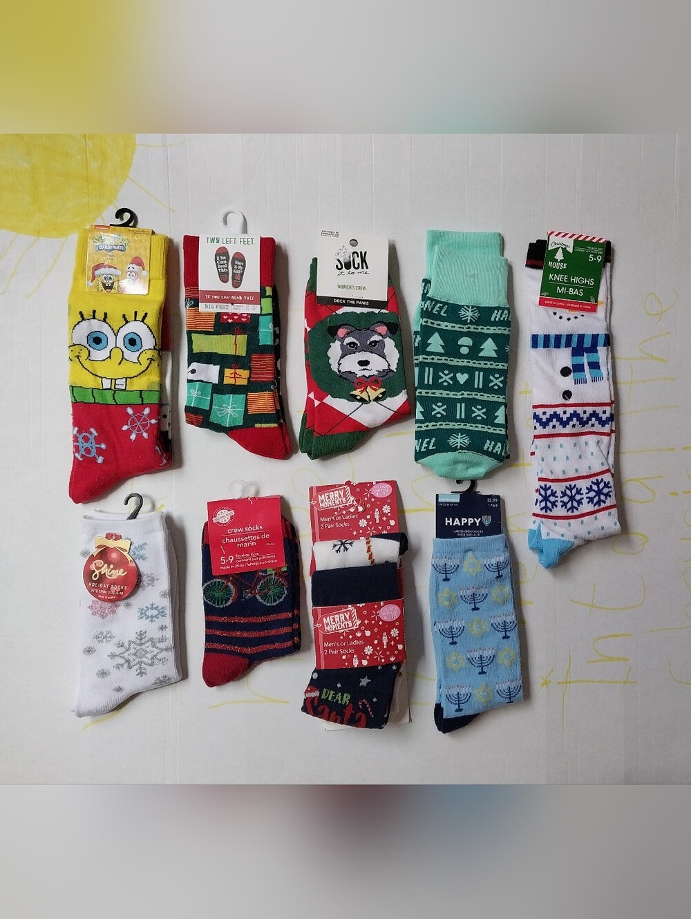 Holiday Xmas, Hanukkah Pattern  Crew Socks